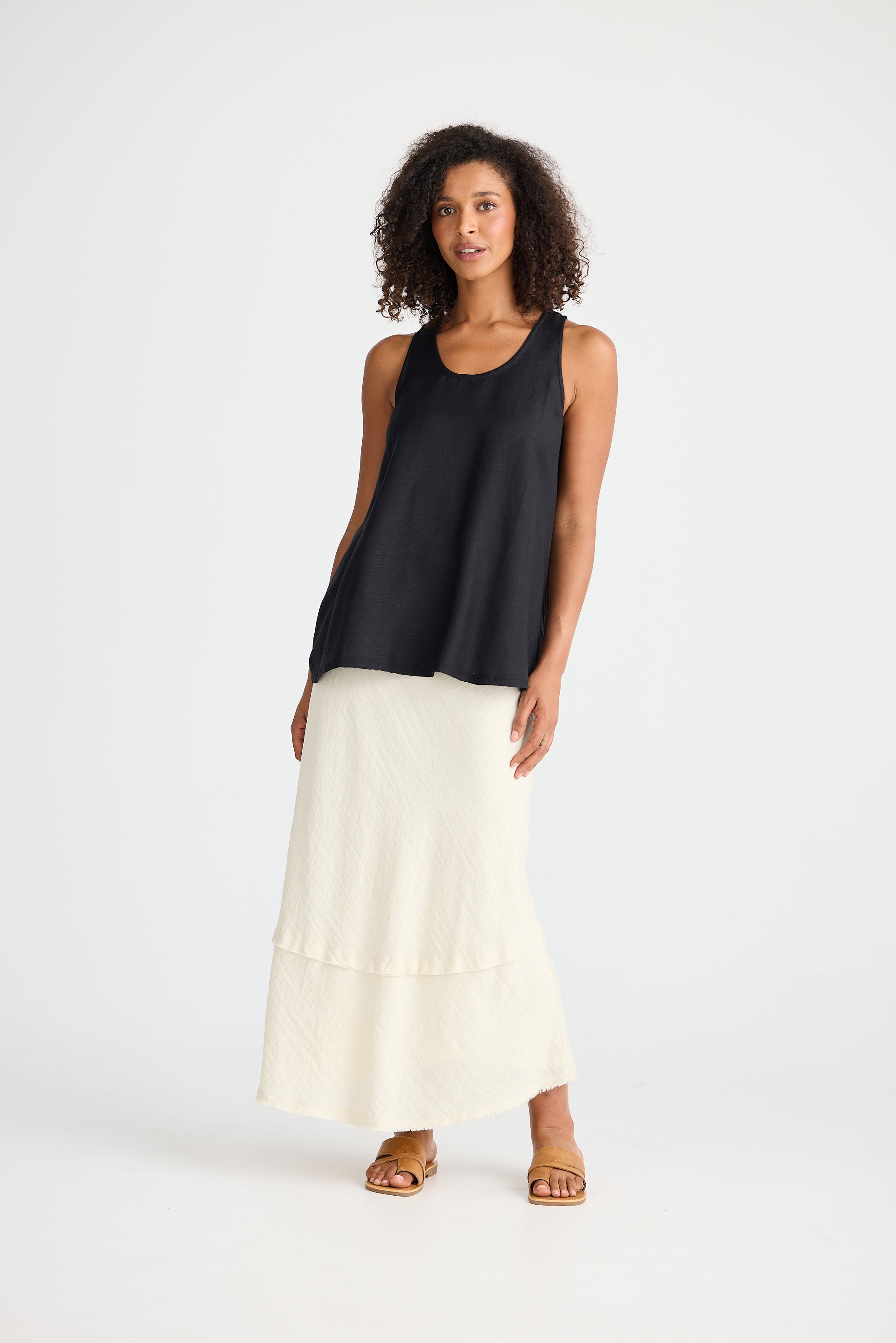 Shanty Livorno Singlet - Black Linen Blend
