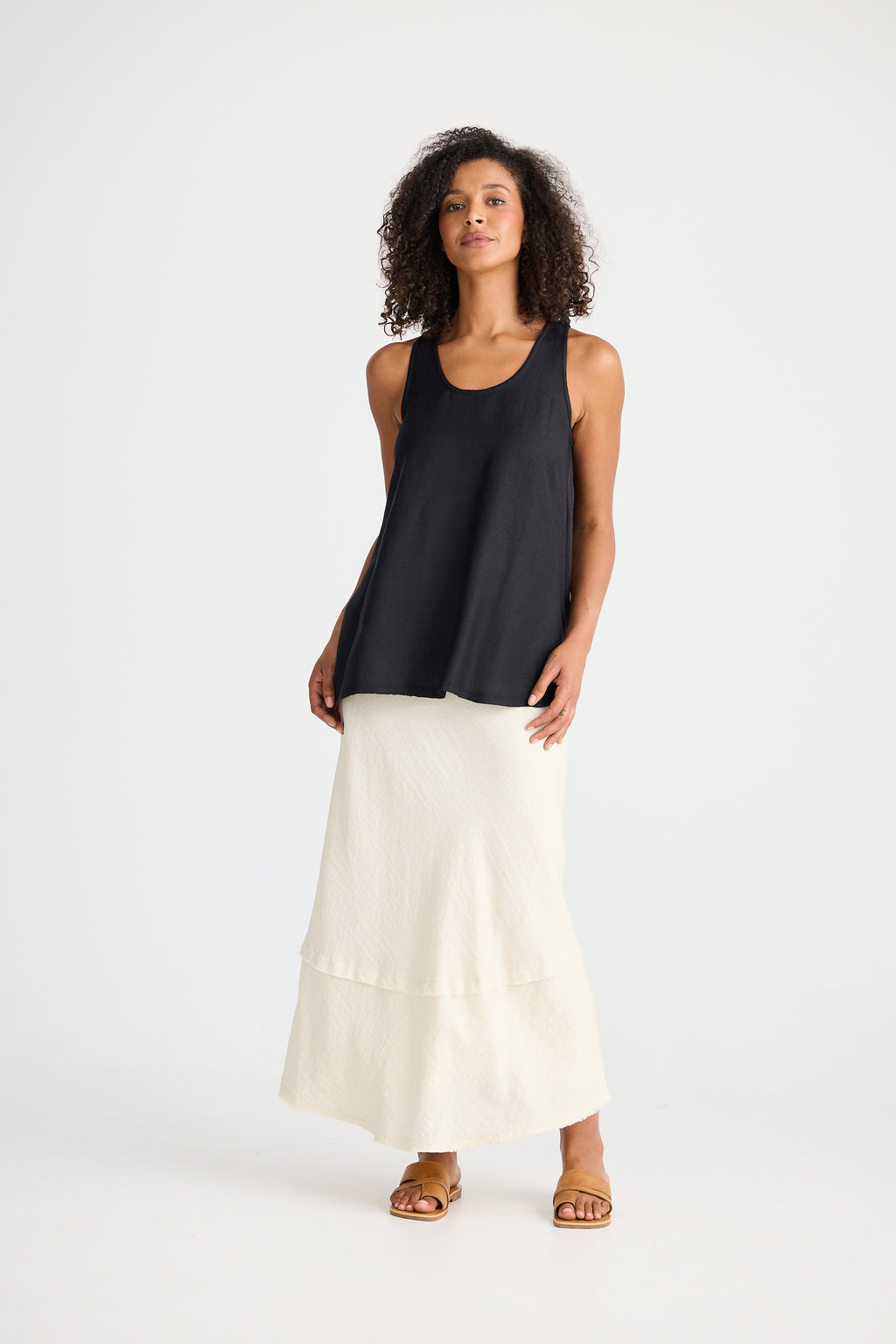 Shanty Livorno Singlet - Black Linen Blend
