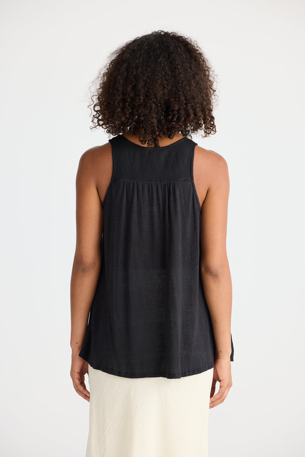 Shanty Livorno Singlet - Black Linen Blend