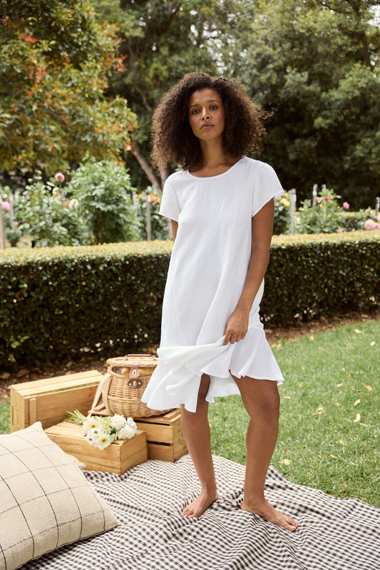 Shanty - Hepburn Dress - White  Linen  Blend