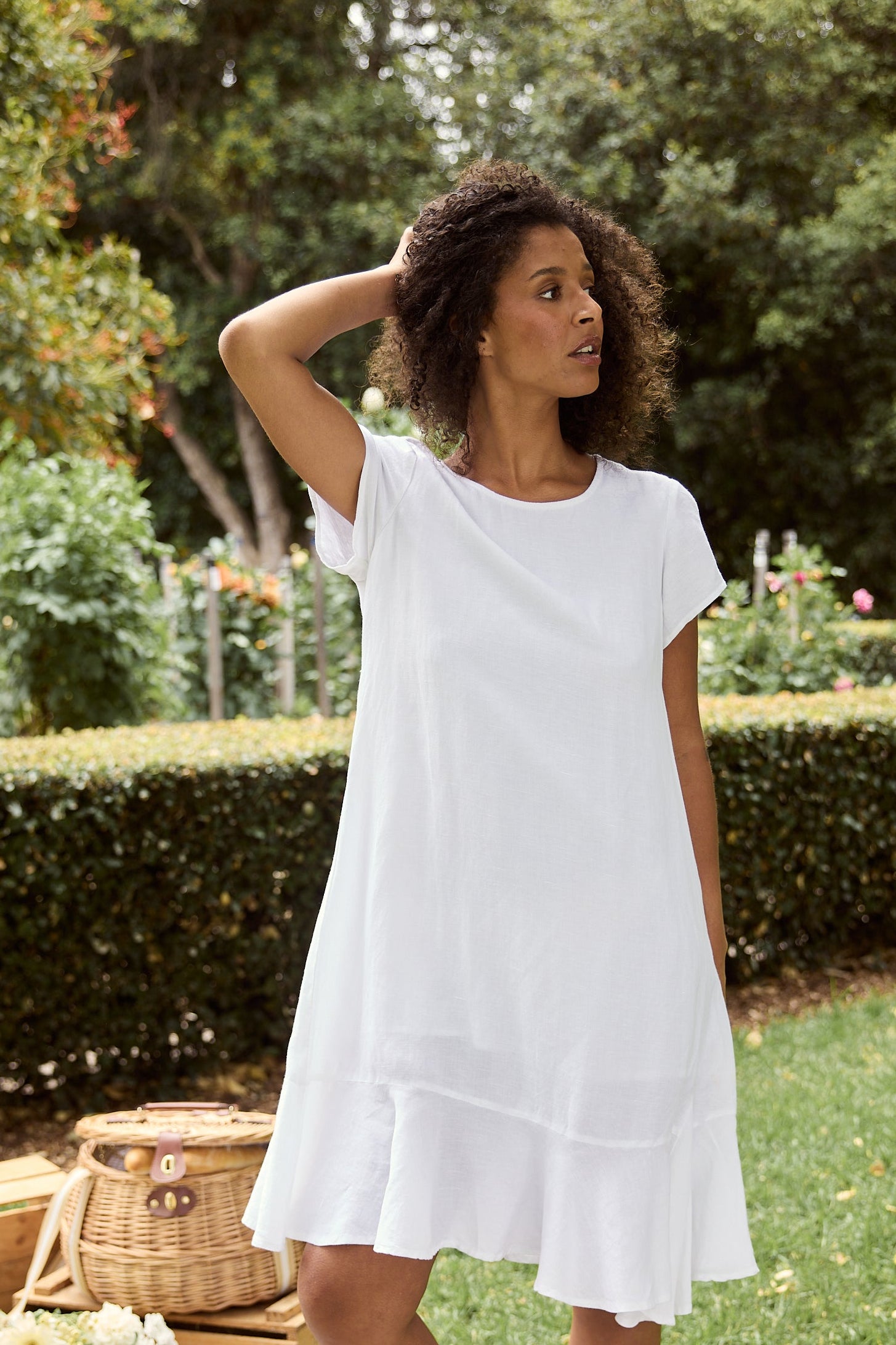 Shanty - Hepburn Dress - White  Linen  Blend