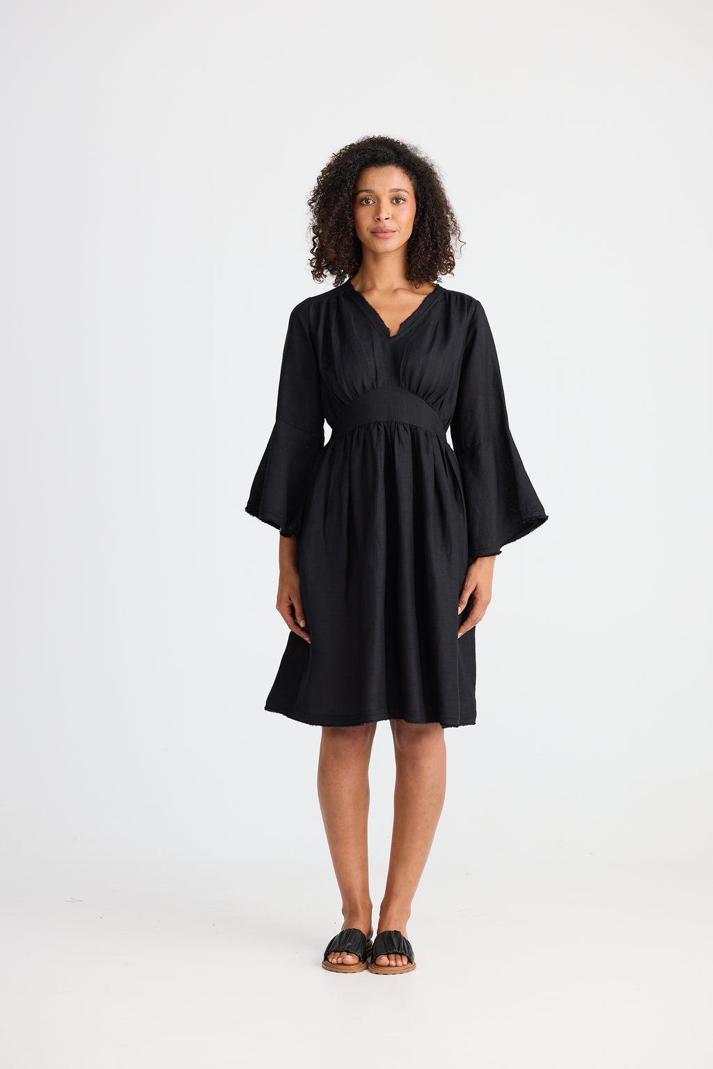 Shanty Sadie Dress - Black Linen Blend