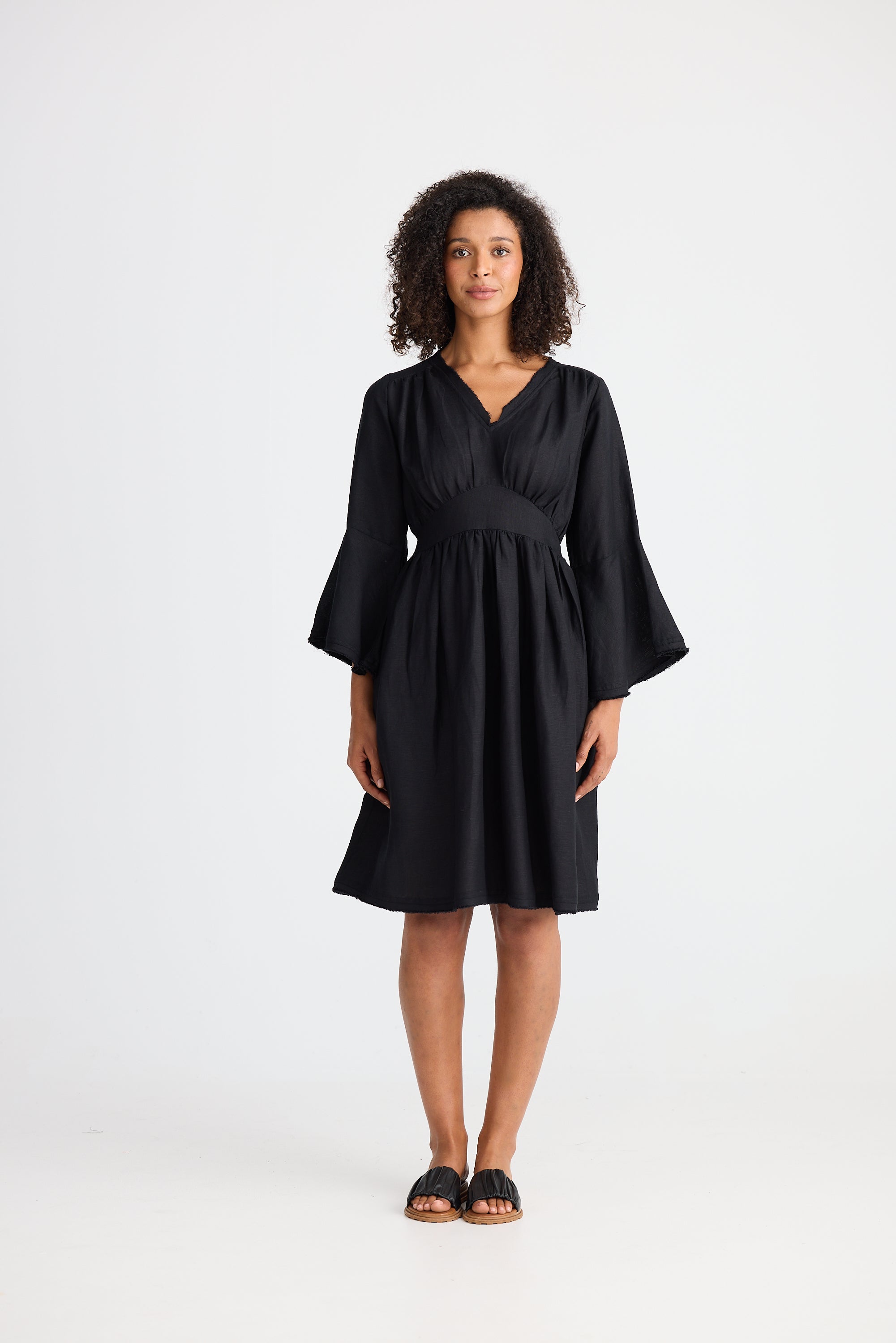 Shanty Sadie Dress - Black Linen Blend