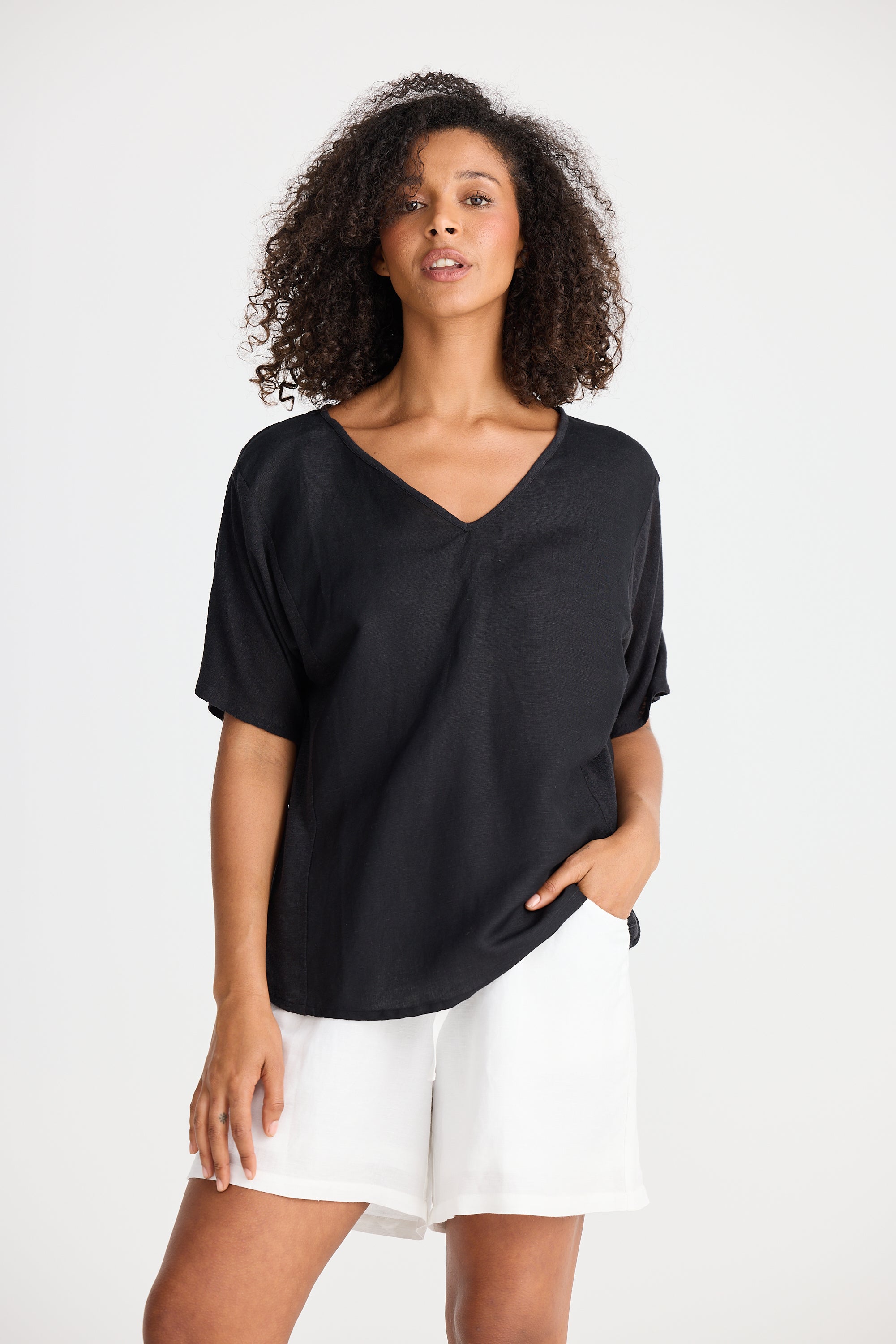 Shanty Livorno Top - Black Linen Blend
