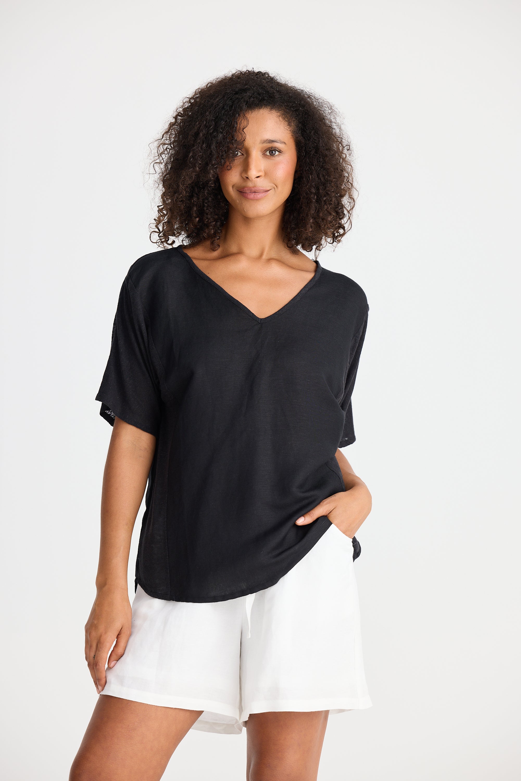Shanty Livorno Top - Black Linen Blend