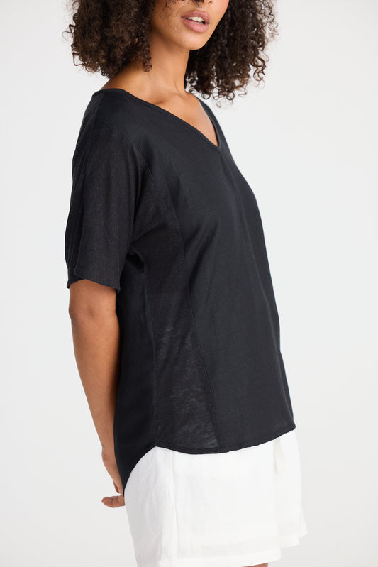 Shanty Livorno Top - Black Linen Blend