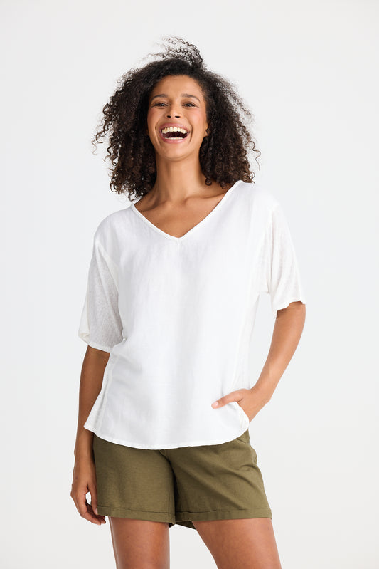 Shanty Livorno Top - White Linen Blend