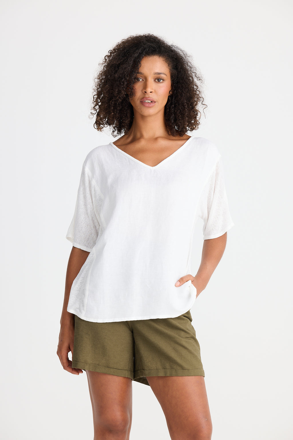 Shanty Livorno Top - White Linen Blend