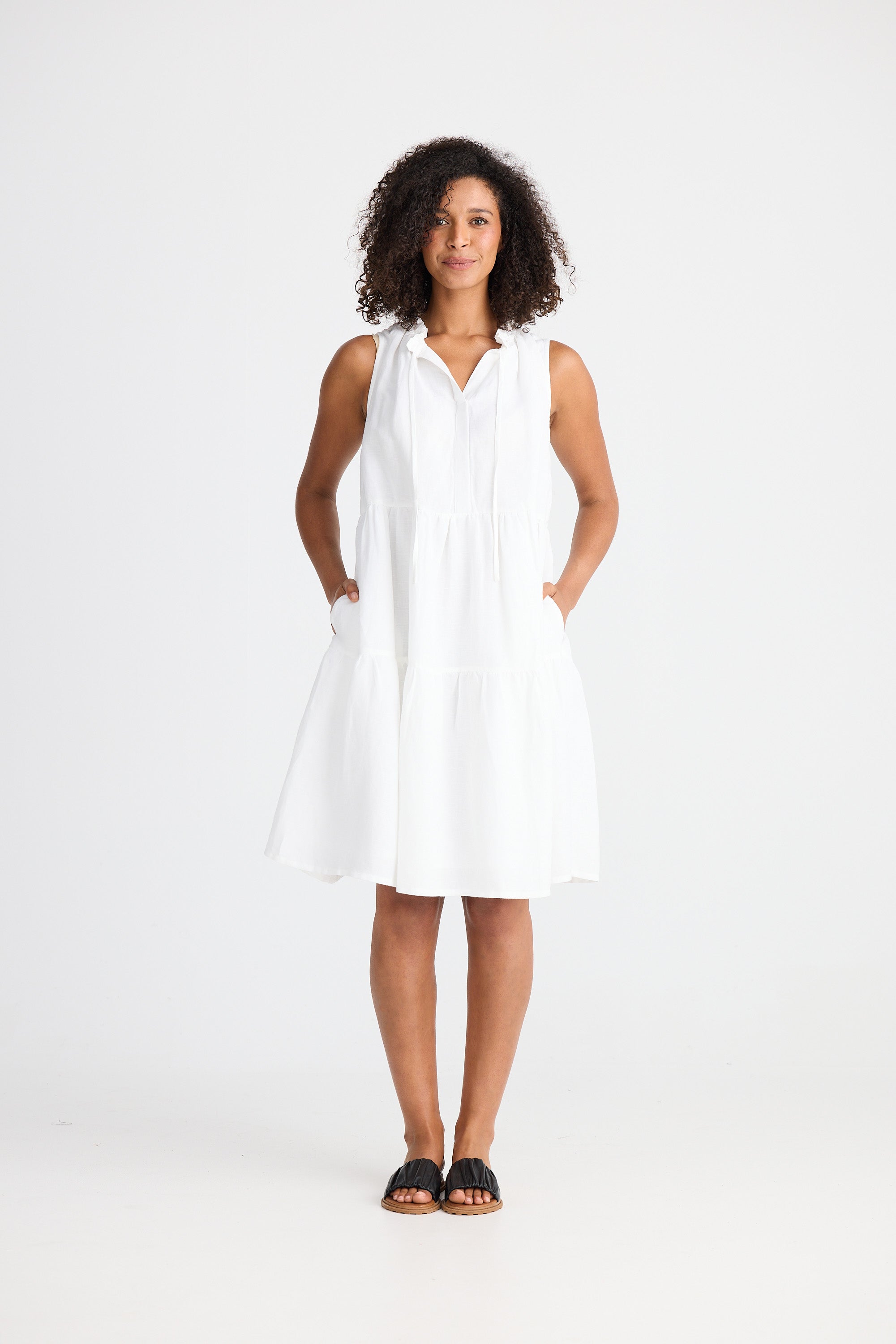 Shanty Ravello Dress - White Linen Blend