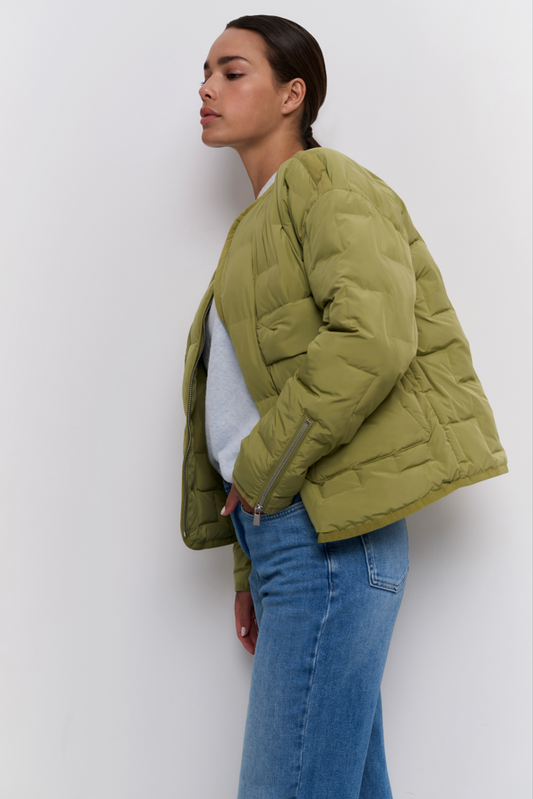 YAYA Short Nylon Quilted Jacket With Zipper Details