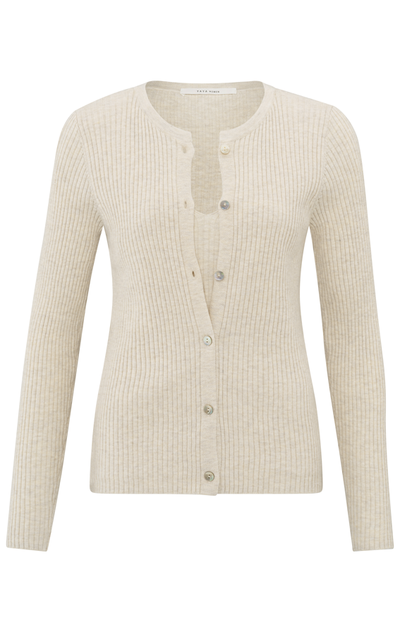YAYA Fake Cardigan In Rib Stitch