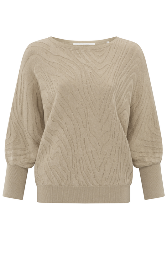 YAYA Boatneck Jaquard Sweater 3/4 Sleeve