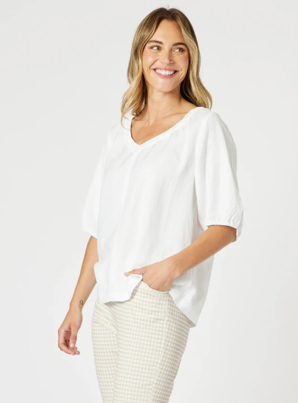 Gordon Smith Lino V Neck Top - White