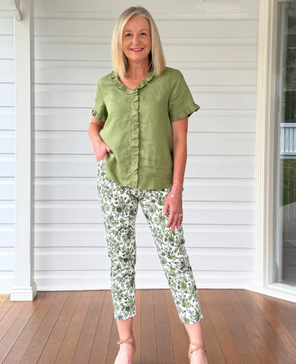 Gordon Smith Alexandrai Floral Pant - Basil White