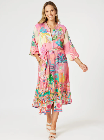 Gordon Smith Mandalay Bay Midi Dress - Pink / Multi