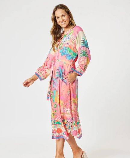 Gordon Smith Mandalay Bay Midi Dress - Pink / Multi