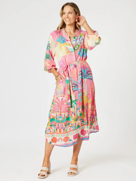 Gordon Smith Mandalay Bay Midi Dress - Pink / Multi