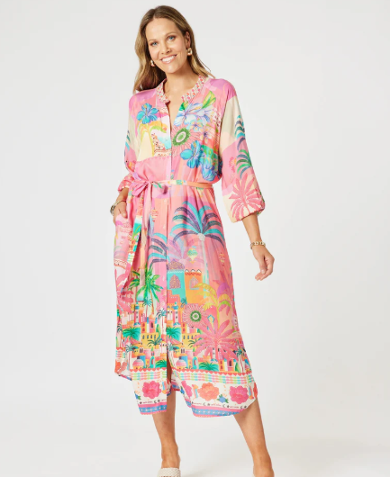 Gordon Smith Mandalay Bay Midi Dress - Pink / Multi