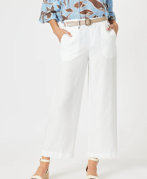 Gordon Smith Palazzo Lino Wide Leg Pant - White