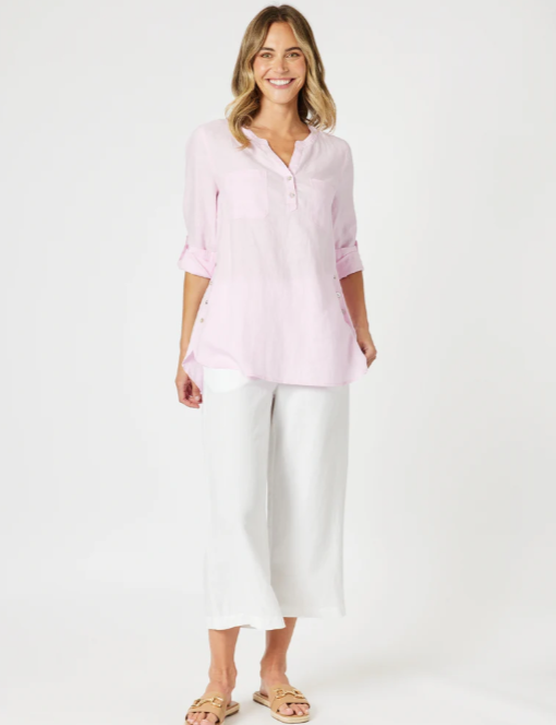 Gordon Smith Palazzo Lino Wide Leg Pant - White