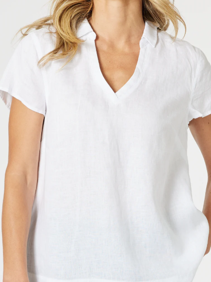 Gordon Smith Beau Lino V Neck Top - White