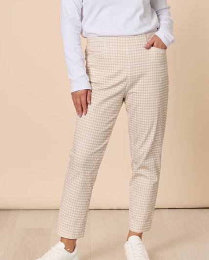 Gordon Smith Alexis Gingham Print Pant - Natural