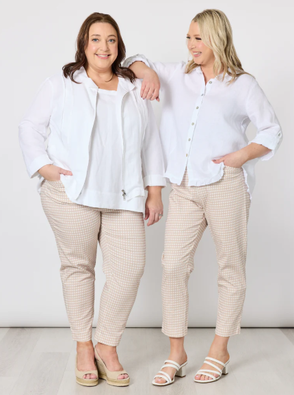 Gordon Smith Alexis Gingham Print Pant - Natural