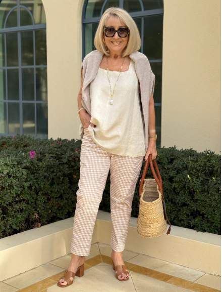 Gordon Smith Alexis Gingham Print Pant - Natural