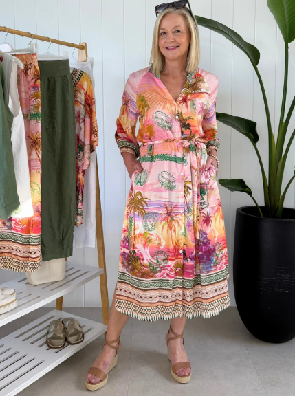 Gordon Smith Passport Print Dress - Sunset Multi