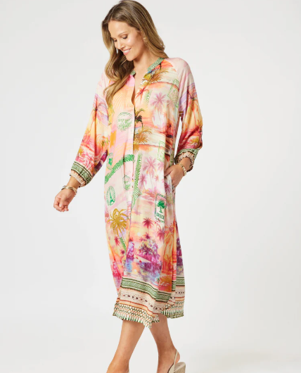 Gordon Smith Passport Print Dress - Sunset Multi