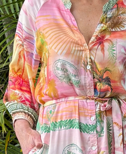 Gordon Smith Passport Print Dress - Sunset Multi