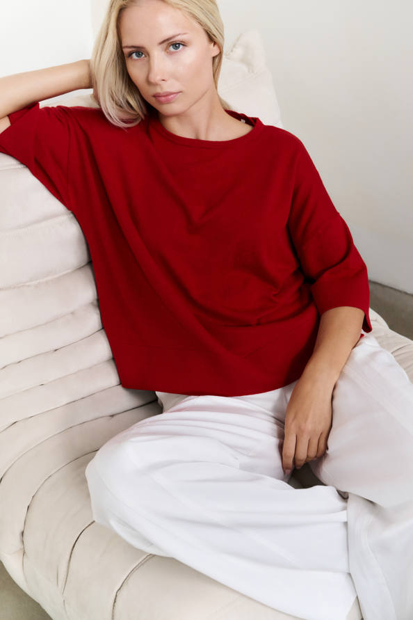 YAYA  Oversized Fine Knitted T-Shirt