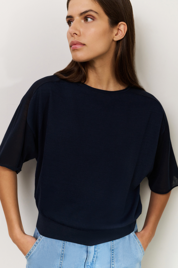 YAYA  Boatneck Sweater With Transpar