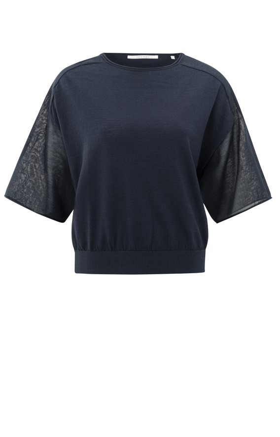 YAYA  Boatneck Sweater With Transpar