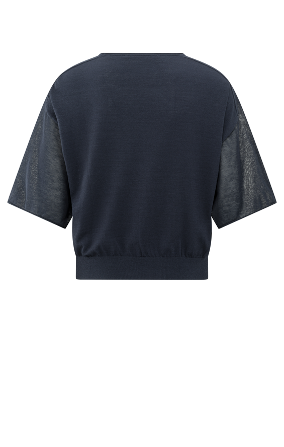 YAYA  Boatneck Sweater With Transpar