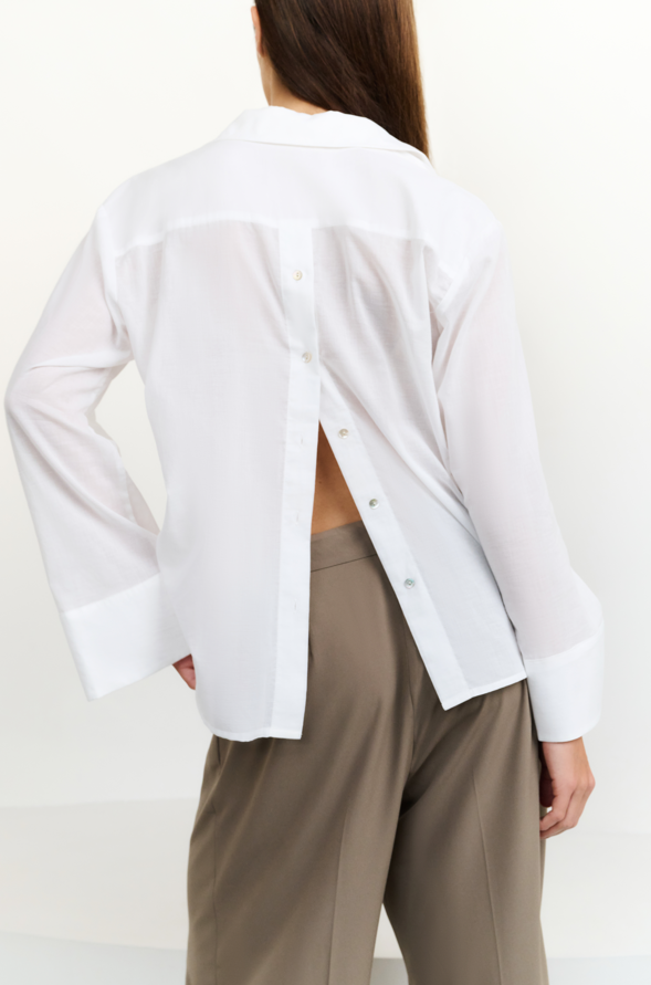 YAYA Sheer Boyfriend Shirt With Button