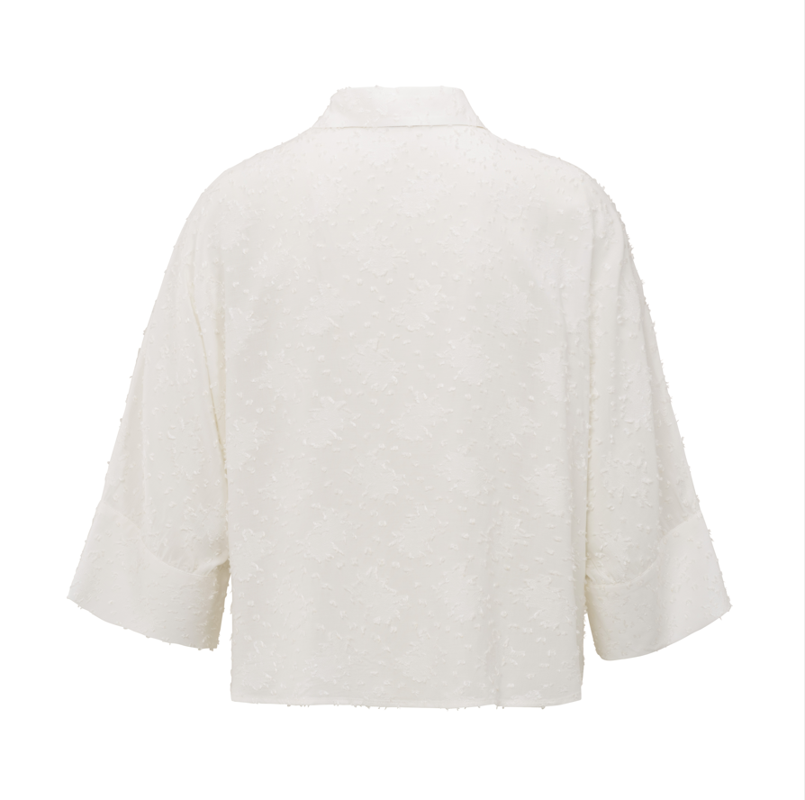 YAYA Cropped Loose Fit Jacquard Blouse