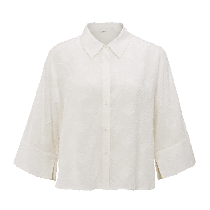 YAYA Cropped Loose Fit Jacquard Blouse