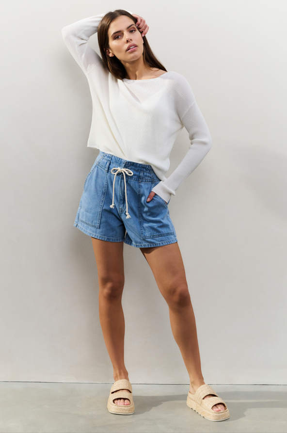 YAYA High Waist Denim Cargo Short W