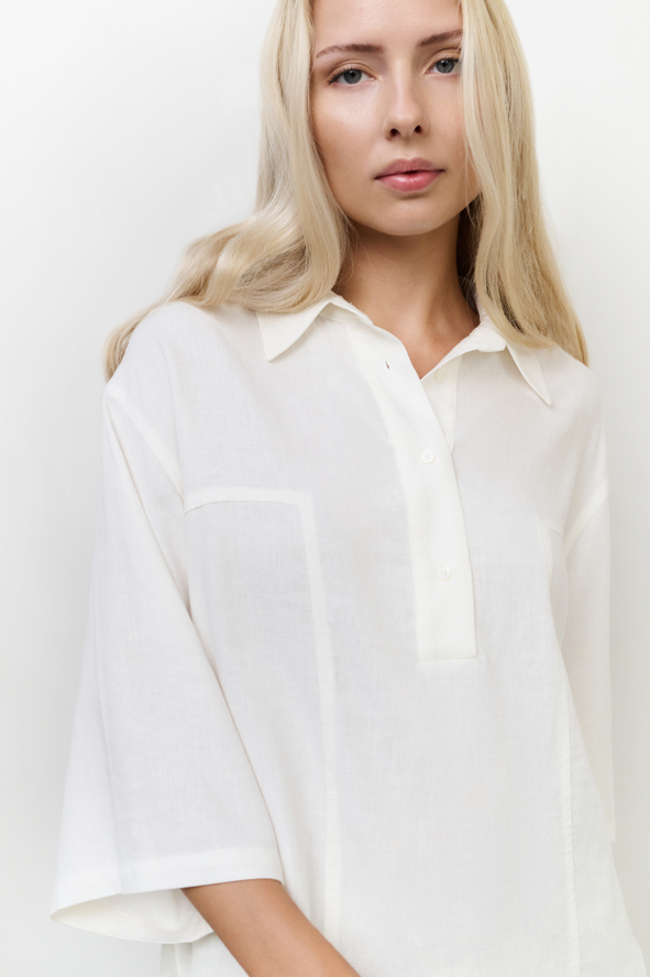 YAYA  Woven Loose Fit Polo Top