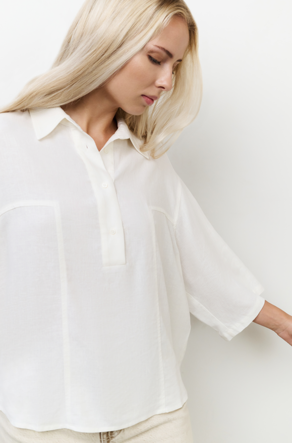 YAYA  Woven Loose Fit Polo Top