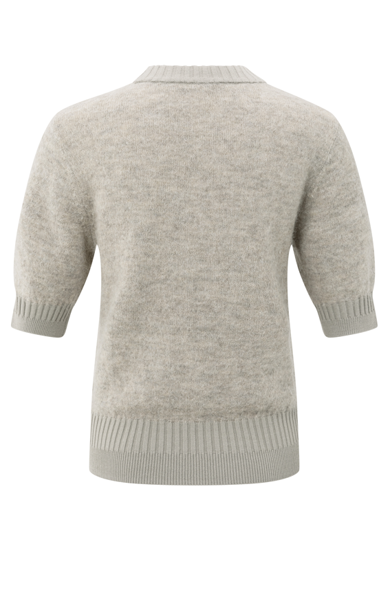 YAYA Short Sleeve Sweater With Rib Brownish Grey