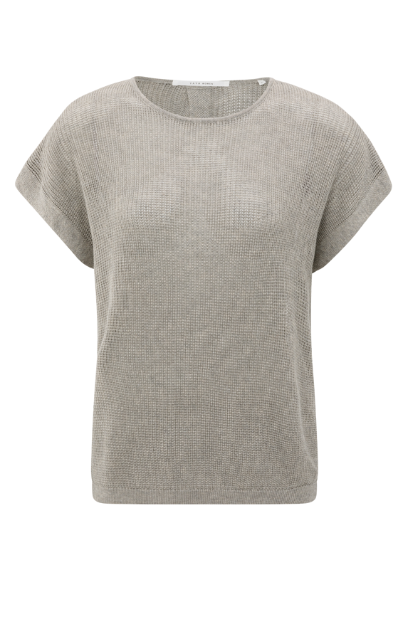 YAYA Sleeveless Sweater With Button Brownish Grey