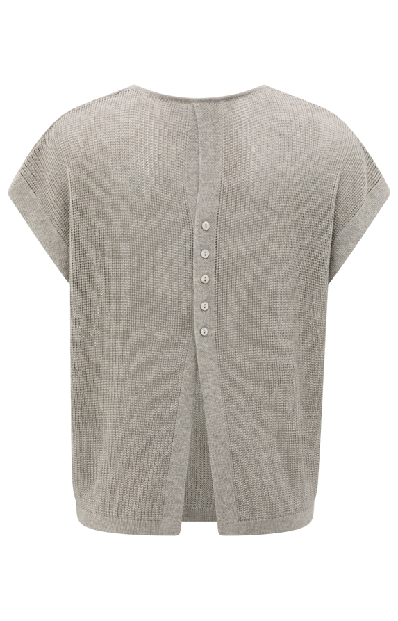 YAYA Sleeveless Sweater With Button Brownish Grey