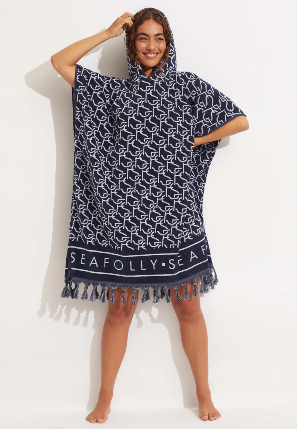 Seafolly SF Monogram Towel Poncho - True Navy