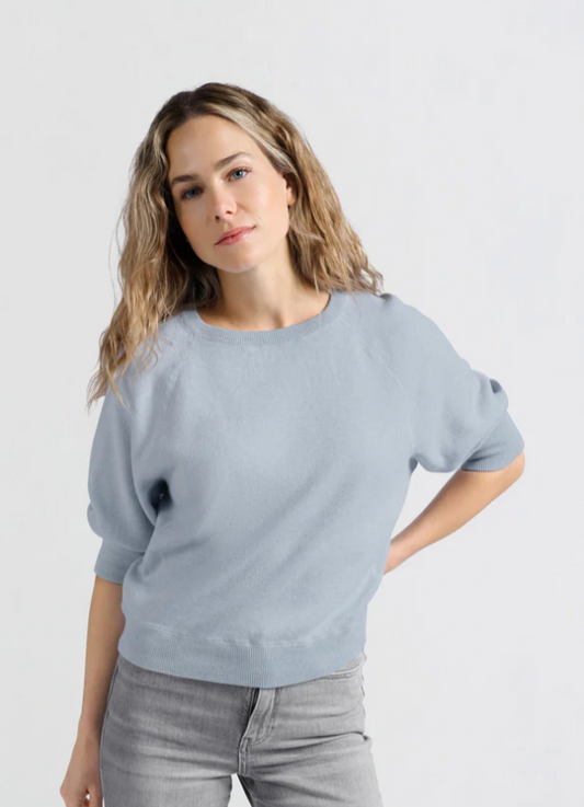 YAYA Round Neck Sweater Half Long Raglan Sleeves