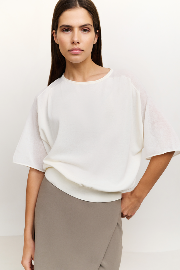 YAYA  Boatneck Sweater With Transpar