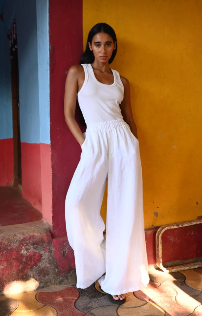 Shanty Positano Pant - White Linen