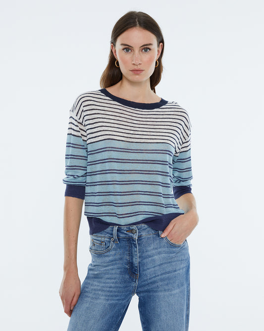 Andam fine-knit striped sweater with a round