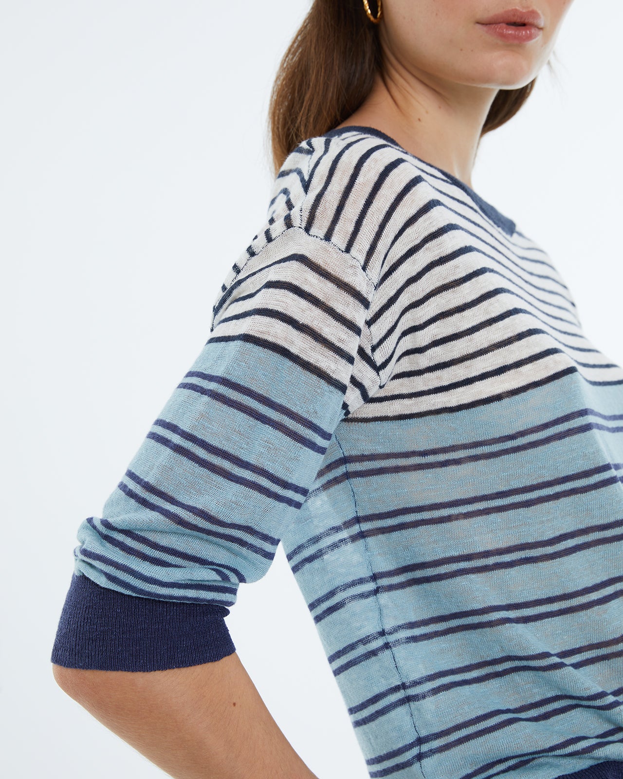 Andam fine-knit striped sweater with a round